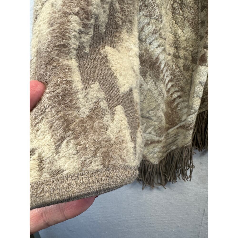 Lucky Brand Women's Brown Fringe Bottom Long Sleeve Cardigan Sweater L SOFT! - Picture 4 of 9